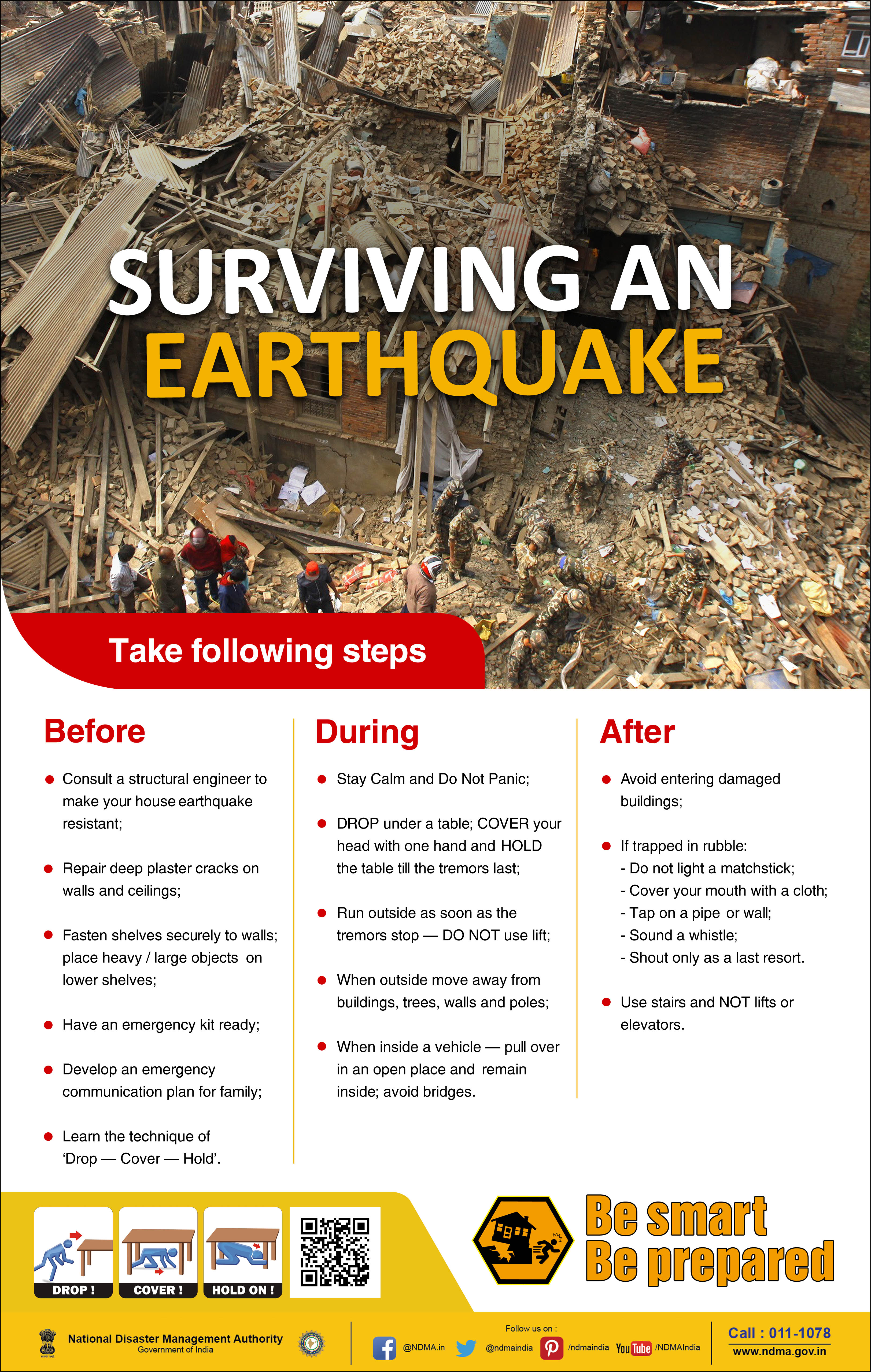 Surviving An Earthquake:take following steps